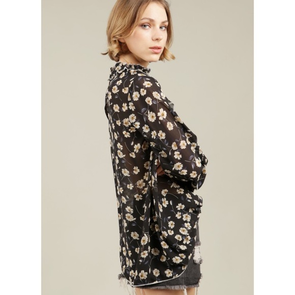 💼S-M🌕Bella Boho Peasant Bell Sleeve Top New - Picture 4 of 6